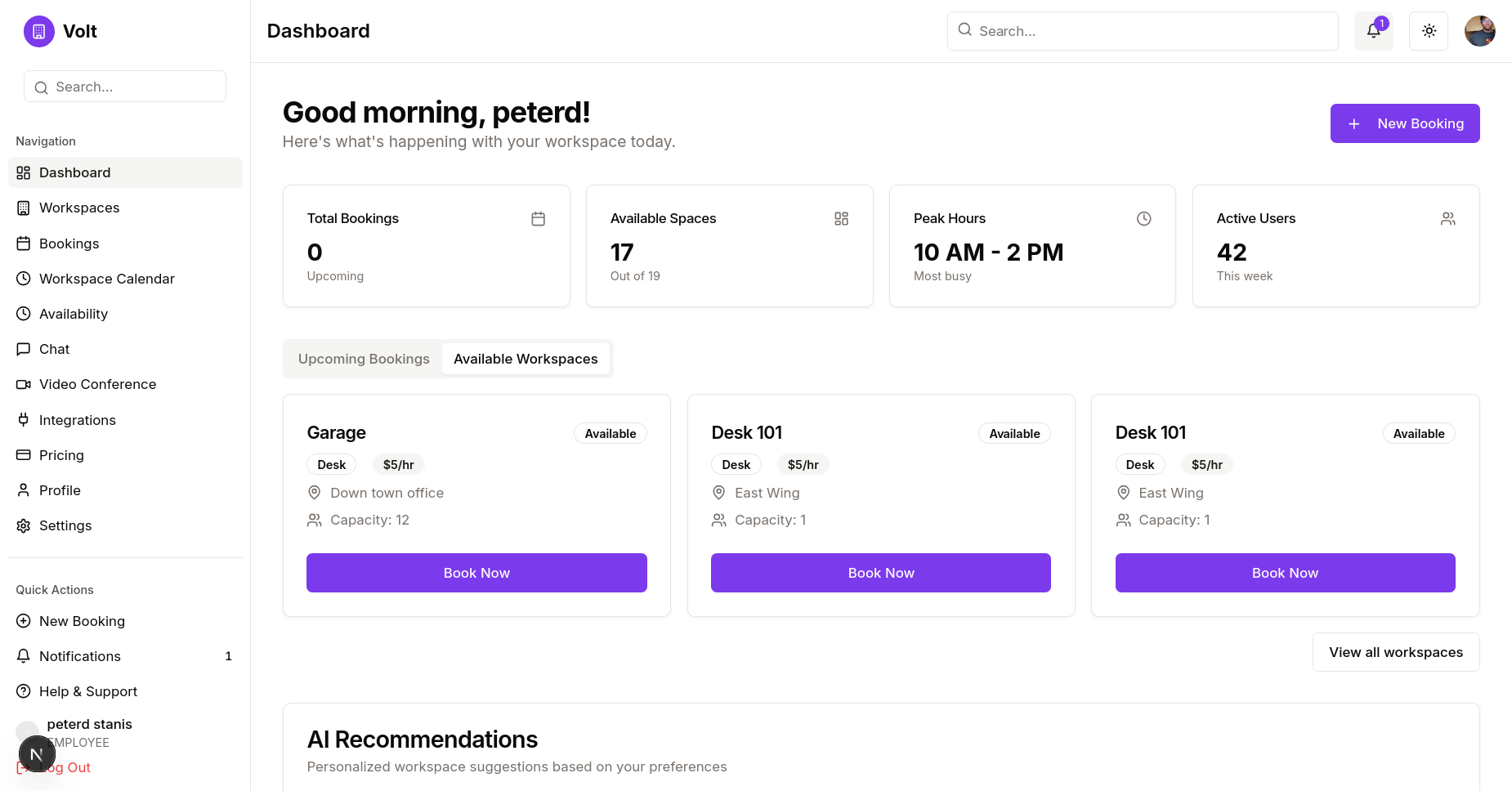 Volt Dashboard Preview
